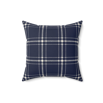 Blue and White Plaid - Decorative Throw Pillow