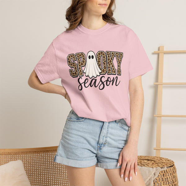 Spooky Season Leopard Print Ghost Halloween Graphic T-Shirt