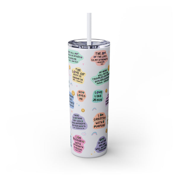 Bible Affirmation 20oz Skinny Tumbler with Color Matching Straw