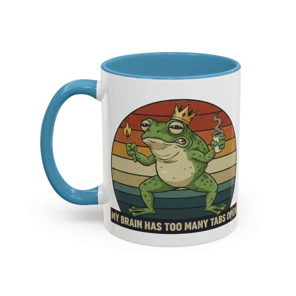"Too Many Tabs Open" Retro Frog Accent Mug - 11oz & 15oz Ceramic Coffee Cup
