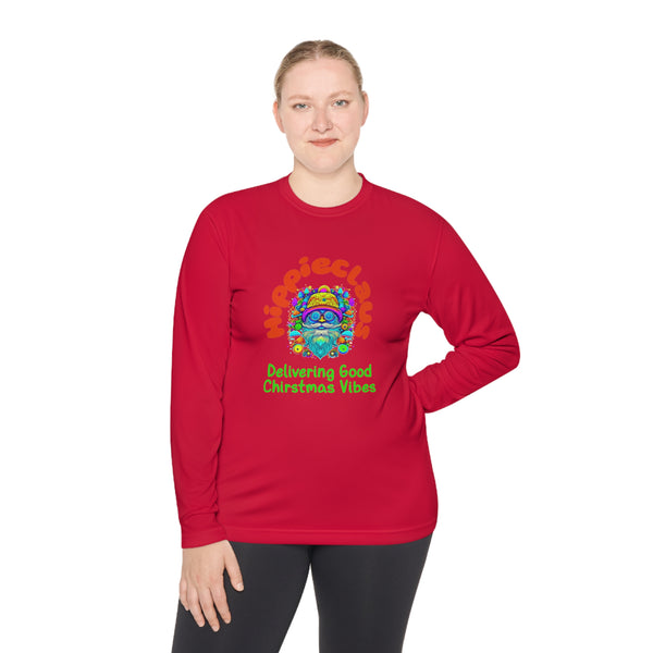 Unisex Long Sleeve TShirt Hippie Claus Graphic Tshirt Funny Tee