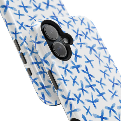 Blue Floral MagSafe iPhone Case — Magnetic Impact-Resistant