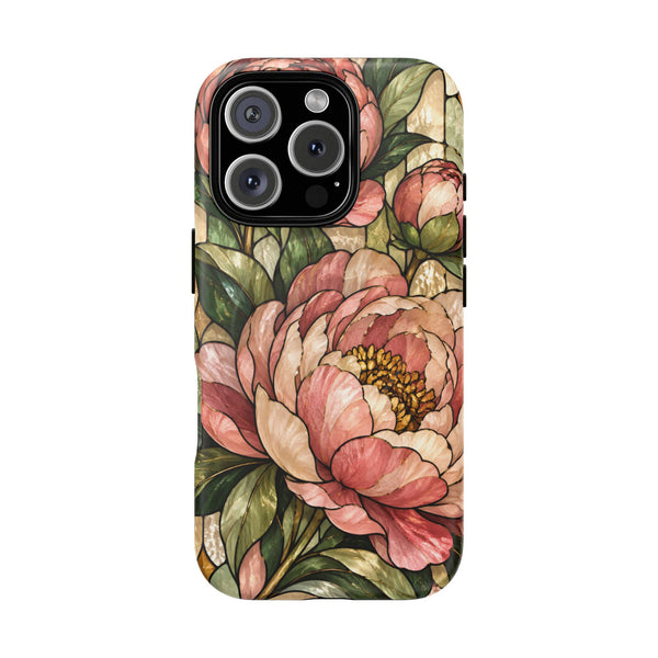 Glossy or Matte Stained Glass Peony MagSafe iPhone Case