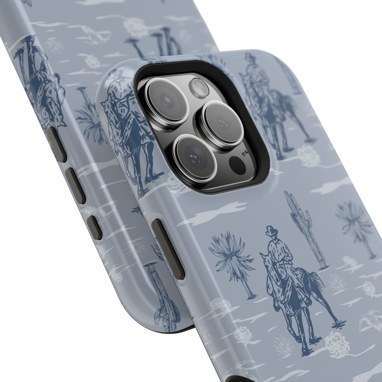 iPhone Case - Blue Cowboy and Cactus Western Themed MagSafe Tough Case