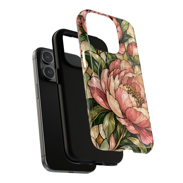 Glossy or Matte Stained Glass Peony MagSafe iPhone Case