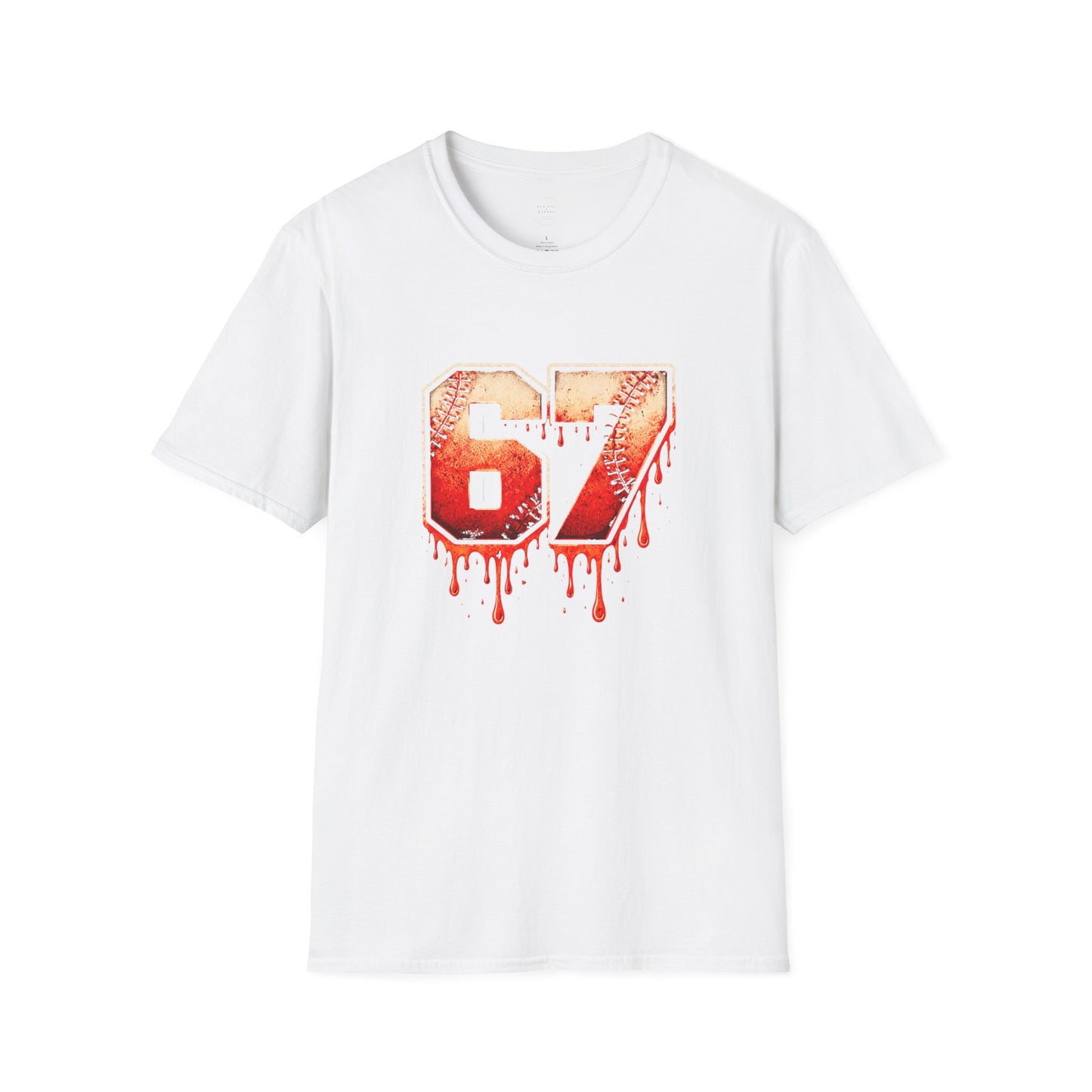 67 Baseball Drip T-Shirt - Vintage Distressed Sports Jersey Style - Grunge Streetwear Graphic Tee for Men & Women
