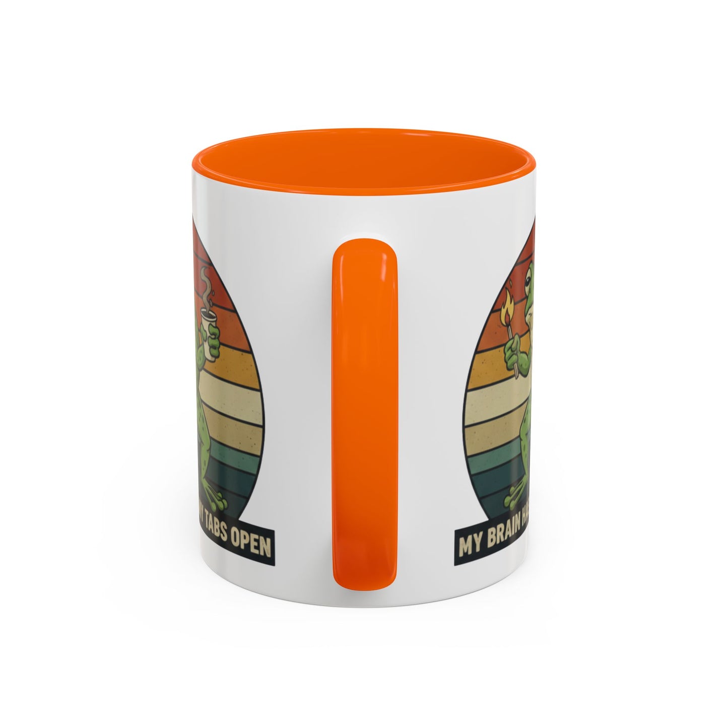 "Too Many Tabs Open" Retro Frog Accent Mug - 11oz & 15oz Ceramic Coffee Cup