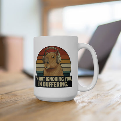 Capybara Buffering Ironic Mug | Funny Unhinged Animal Retro Gift 11oz & 15oz