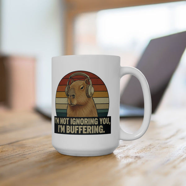 Capybara Buffering Ironic Mug | Funny Unhinged Animal Retro Gift 11oz & 15oz