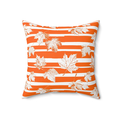 Orange and White Leaves - Indoor Throw Pillow – Autumn Decoration