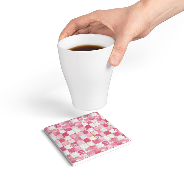 Chic Pink Checkered Ceramic Coaster Set, Modern Home Decor, Unique Gift for Housewarming, Wedding, or Birthday, Kitchen Accessories, [...]