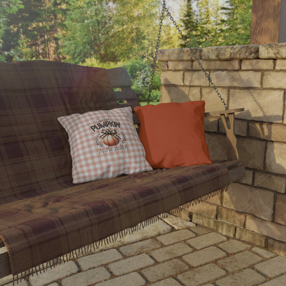 Cutest Pumpkin in the Patch Plaid Outdoor Pillow — Fall Gingham Decorative Pillow