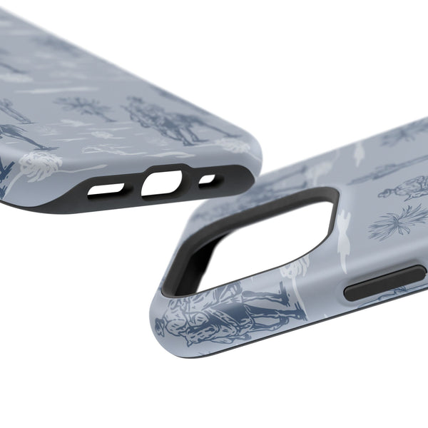 iPhone Case - Blue Cowboy and Cactus Western Themed MagSafe Tough Case