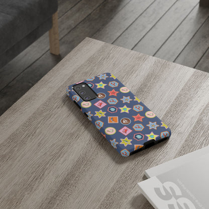 Lobsters Sailboats and Seashells on Navy Blue Phone Case
