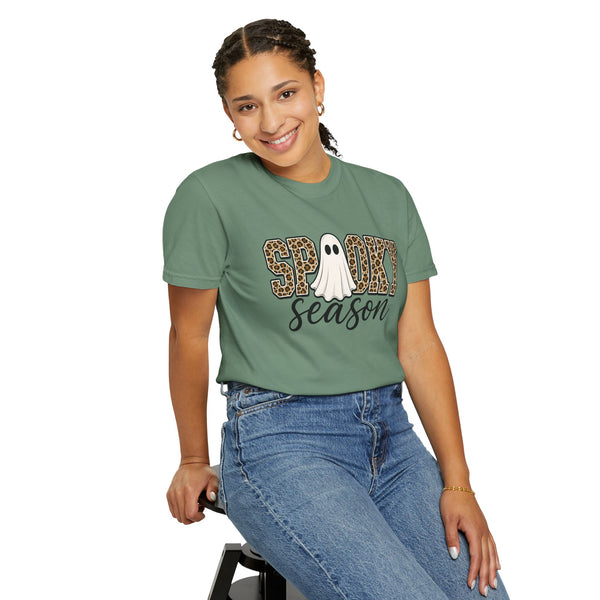Spooky Season Leopard Print Ghost Halloween Graphic T-Shirt