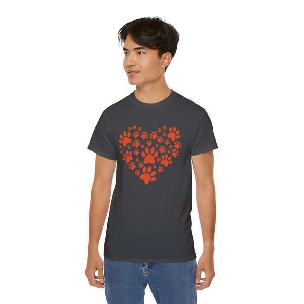 Heart Paw Print Unisex Ultra Cotton Tee - Perfect for Pet Lovers