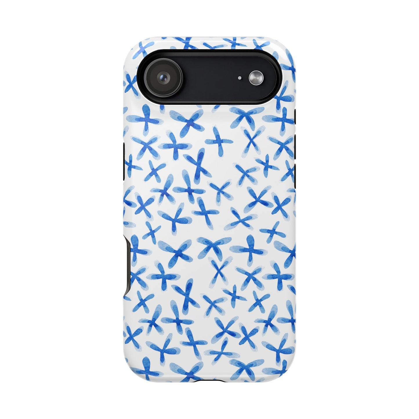 Blue Floral MagSafe iPhone Case — Magnetic Impact-Resistant