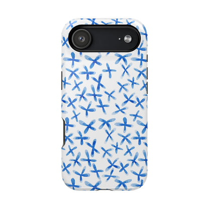 Blue Floral MagSafe iPhone Case — Magnetic Impact-Resistant