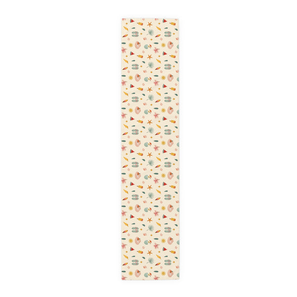 Seashell & Beach Print - Coastal Table Runner