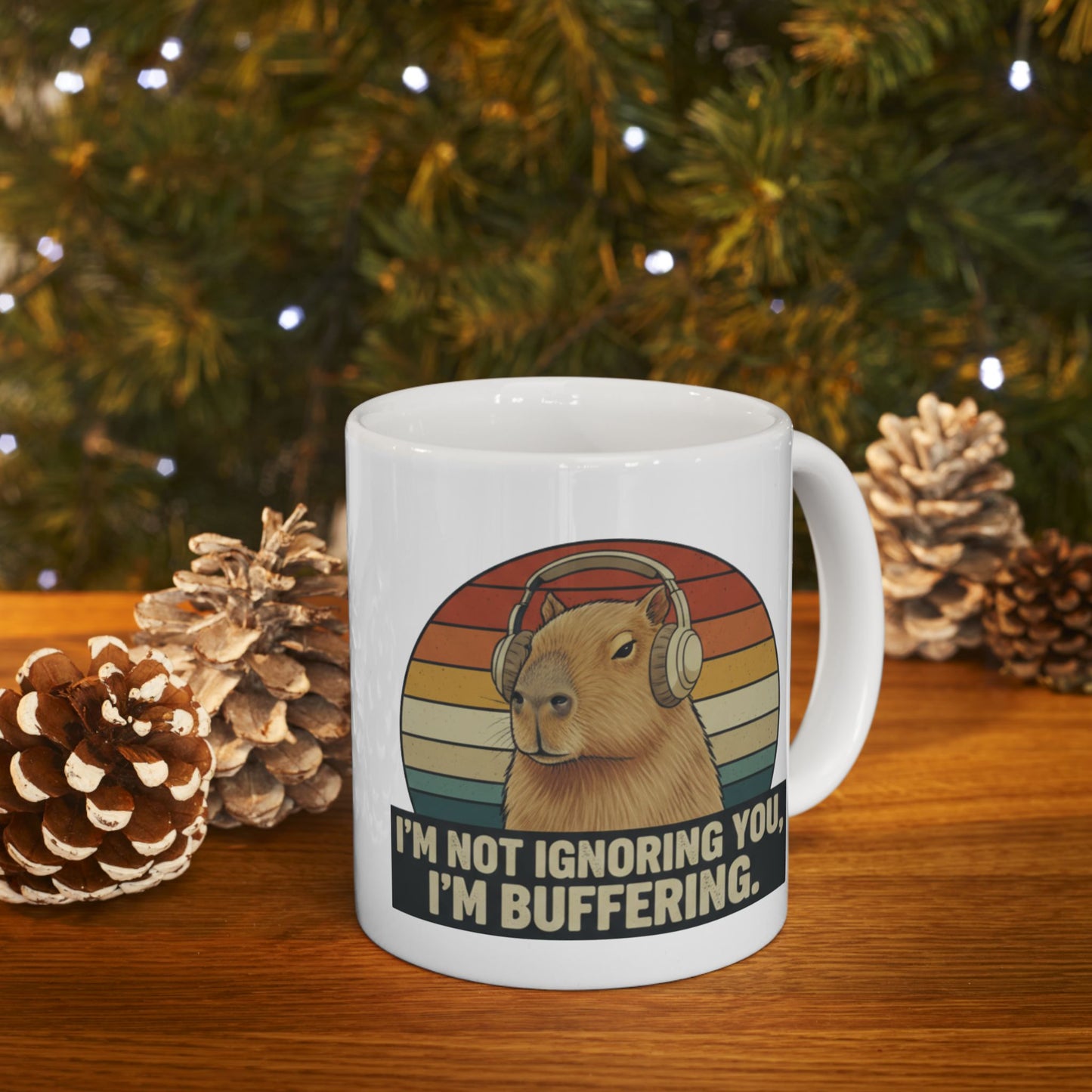 Capybara Buffering Ironic Mug | Funny Unhinged Animal Retro Gift 11oz & 15oz