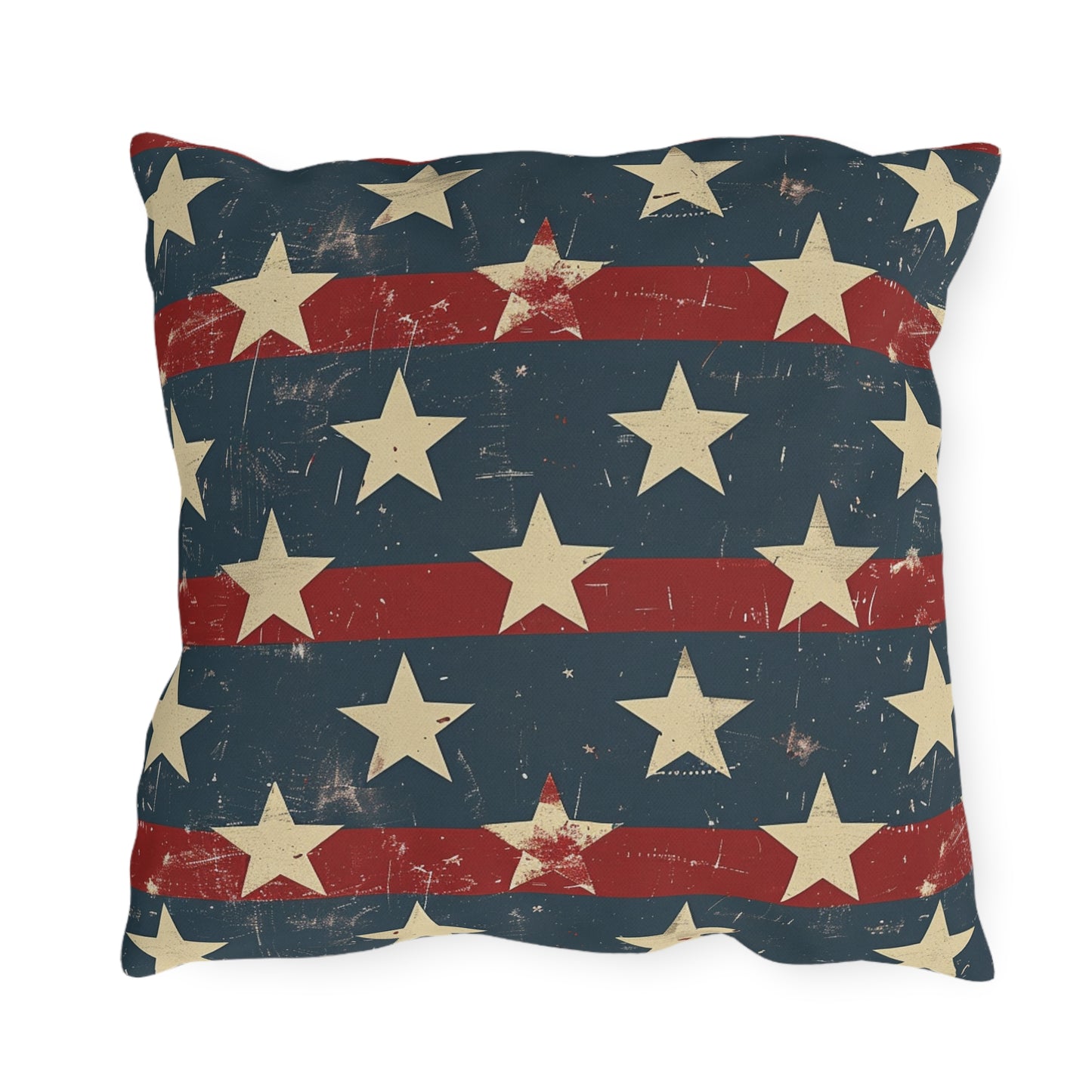 Distressed American Flag Design - Outdoor Throw Pillow