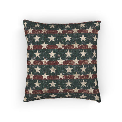 Woven Patriotic Indoor Throw Pillow - Rustic Home Decor