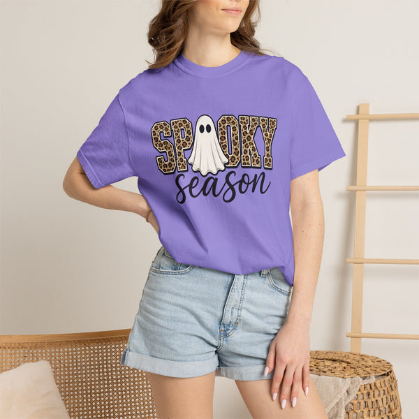 Spooky Season Leopard Print Ghost Halloween Graphic T-Shirt