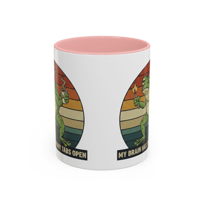 "Too Many Tabs Open" Retro Frog Accent Mug - 11oz & 15oz Ceramic Coffee Cup