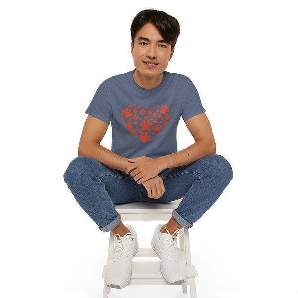 Heart Paw Print Unisex Ultra Cotton Tee - Perfect for Pet Lovers