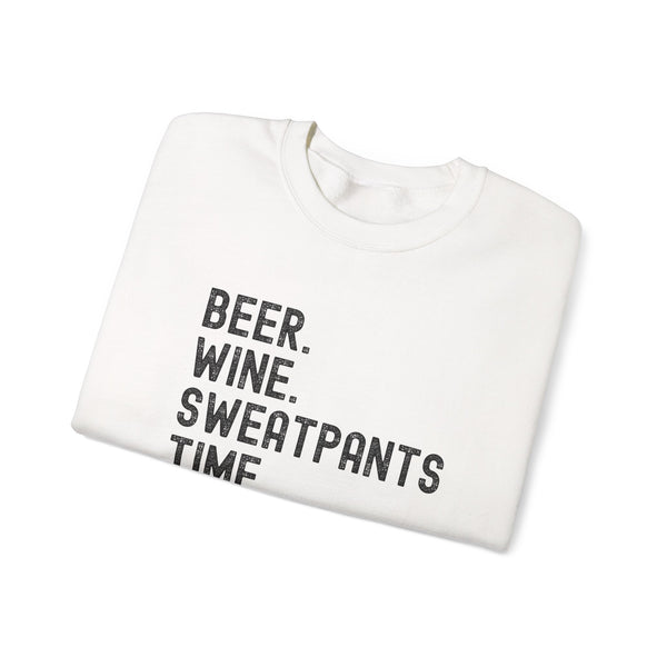 Funny "Beer Wine Sweatpants Time" Crewneck Sweatshirt