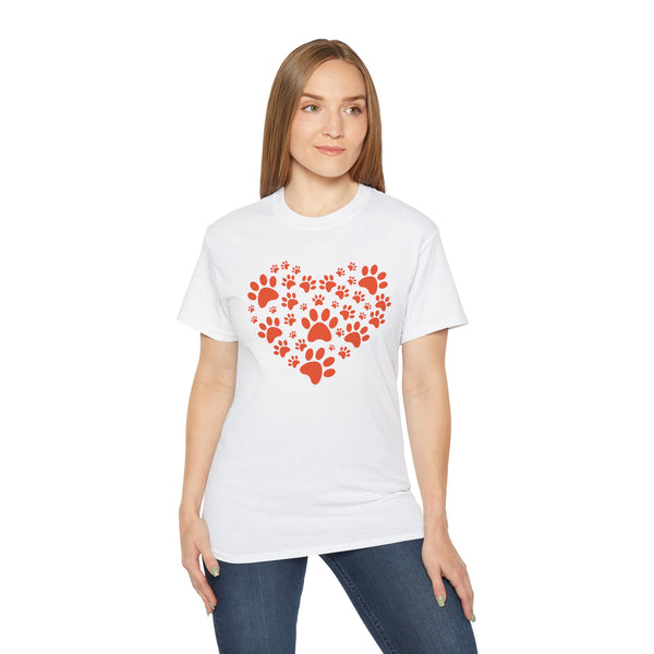 Heart Paw Print Unisex Ultra Cotton Tee - Perfect for Pet Lovers
