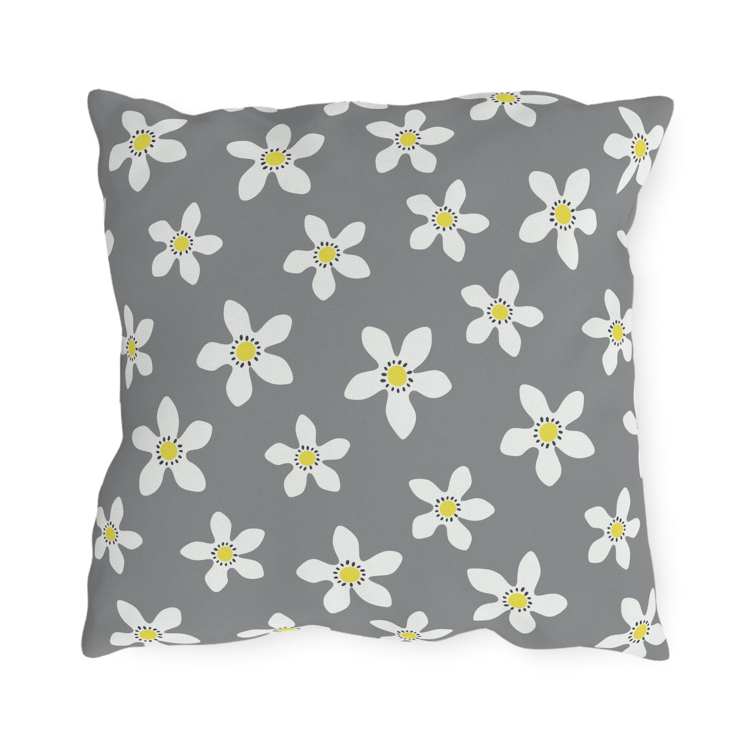 Daisy on Gray - Outdoor Throw Pillow