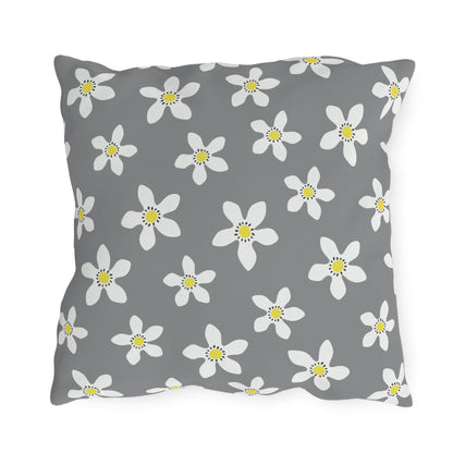 Daisy on Gray - Outdoor Throw Pillow