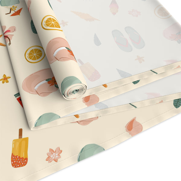 Seashell & Beach Print - Coastal Table Runner