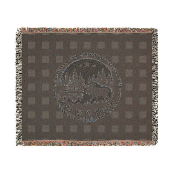 Welcome to the Cabin Woven Blanket | Moose, Log Cabin & Lake Buffalo Plaid Throw | Rustic Lodge Decor | Fall & Winter Gift