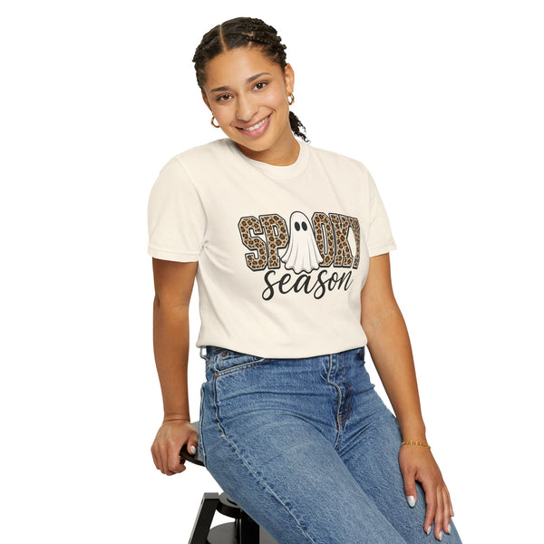 Spooky Season Leopard Print Ghost Halloween Graphic T-Shirt