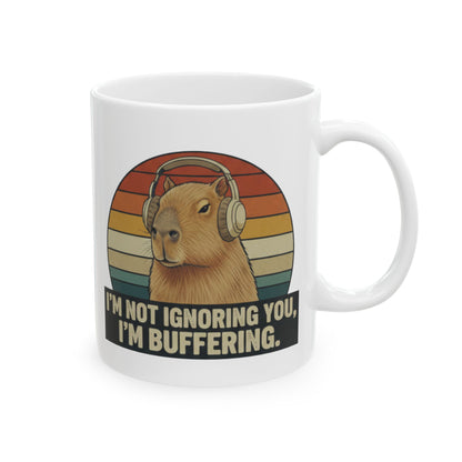 Capybara Buffering Ironic Mug | Funny Unhinged Animal Retro Gift 11oz & 15oz