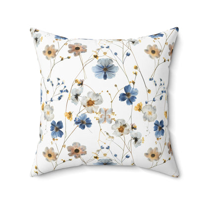Boho Blue and Yellow Floral - Indoor Throw Pillow