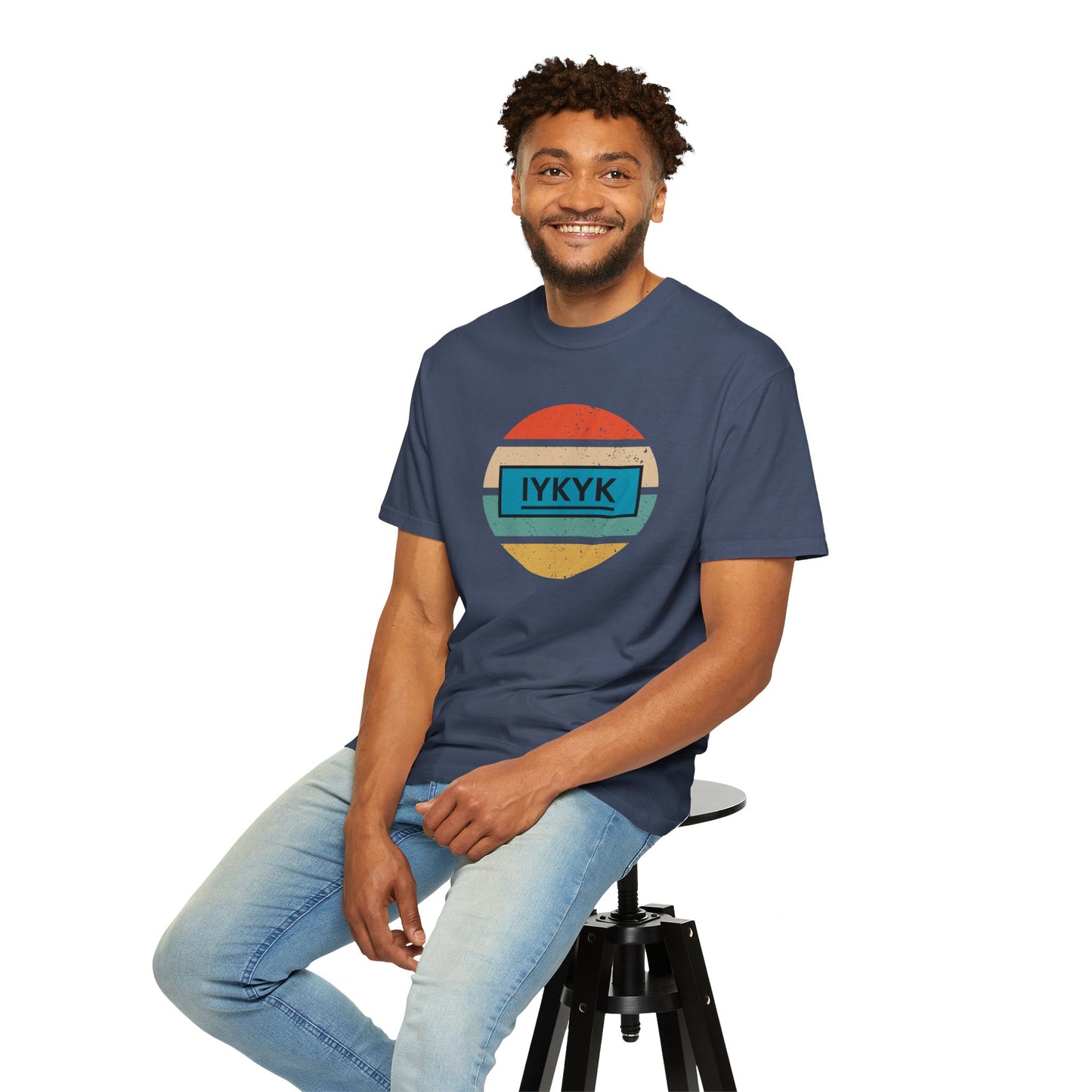 IYKYK Vintage Style Tee with Retro Rainbow