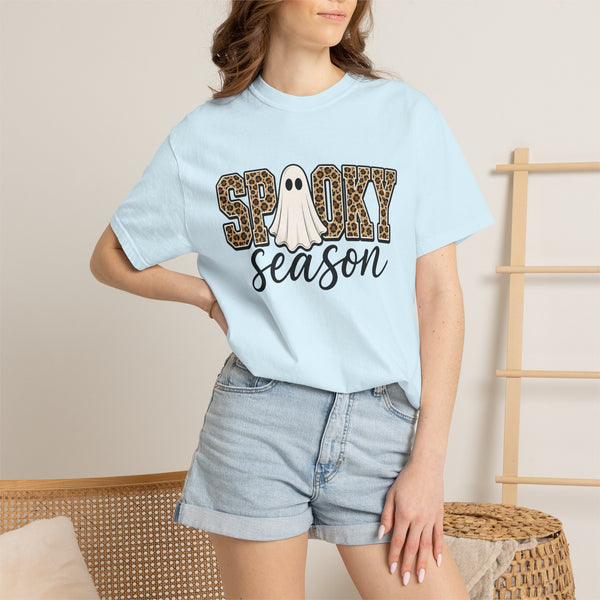 Spooky Season Leopard Print Ghost Halloween Graphic T-Shirt