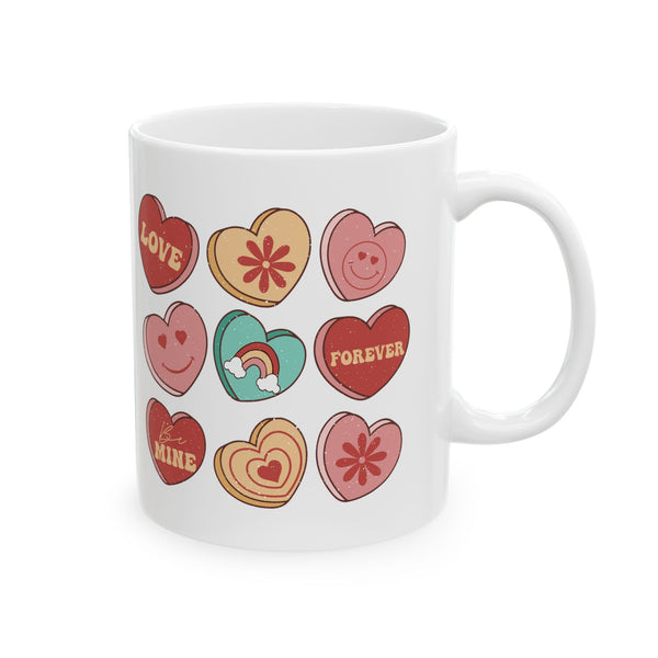 Conversation Heart Ceramic Mug 11oz, Valentines Day Love Mug, Sweethearts