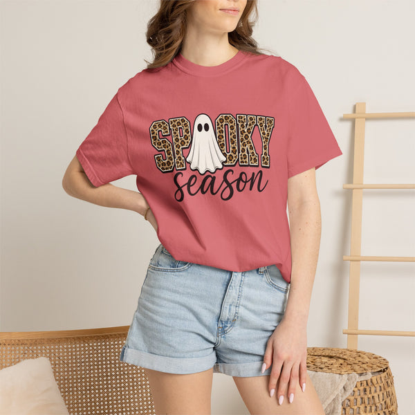 Spooky Season Leopard Print Ghost Halloween Graphic T-Shirt