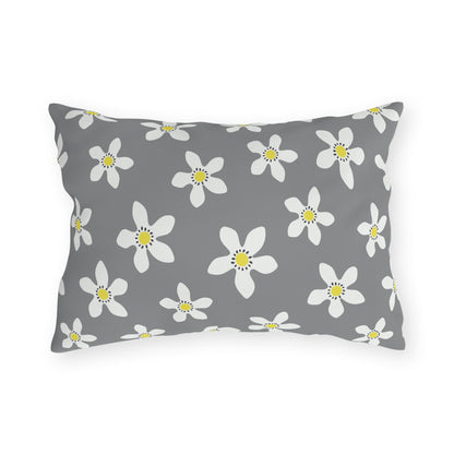Daisy on Gray - Outdoor Throw Pillow