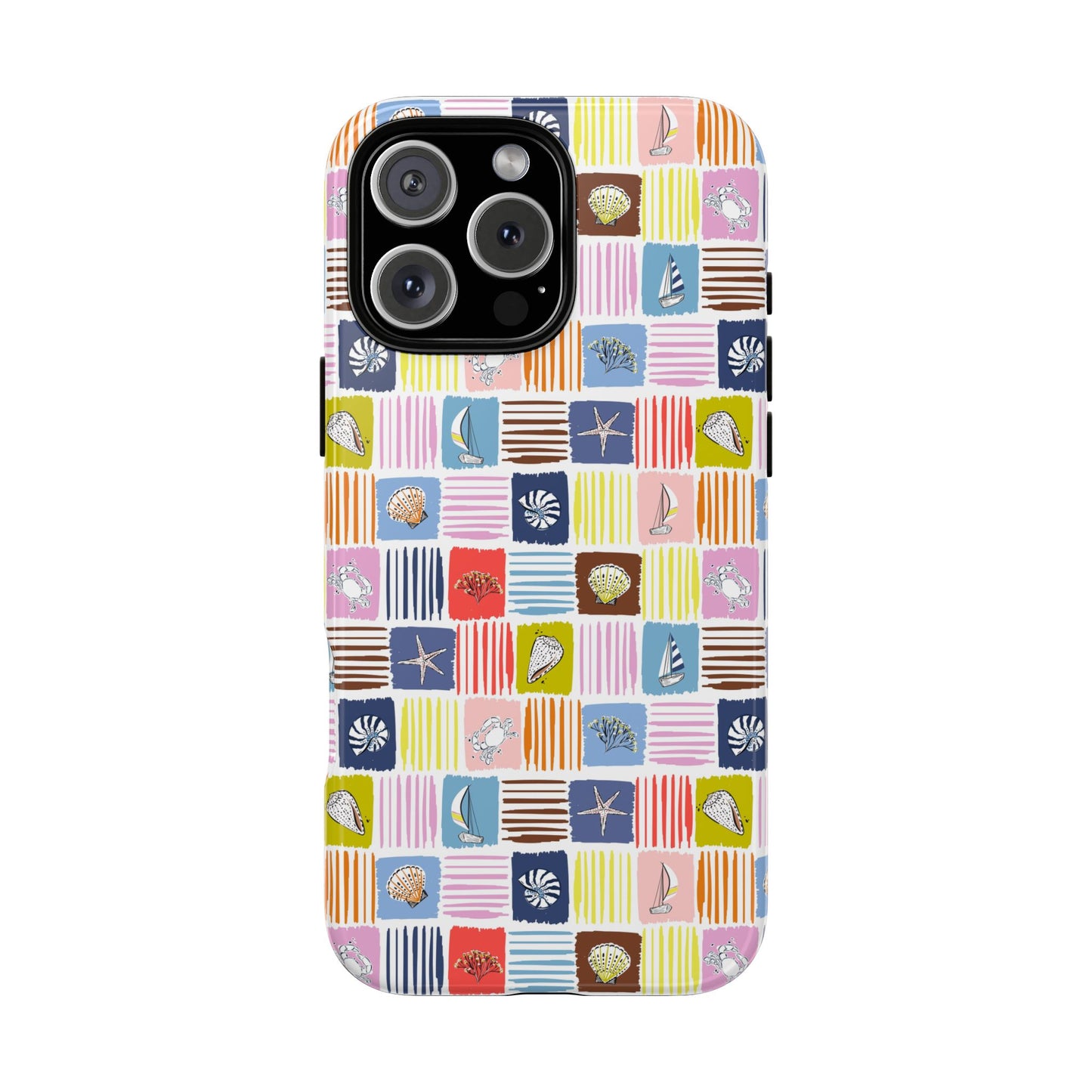 Colorful Seashells Sailboats and Starfish Summer Themed Phone Case