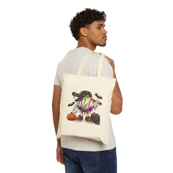 Drippy Baseball Candy Skull Tote Bag | Pumpkin, Bats, Trick-or-Treat