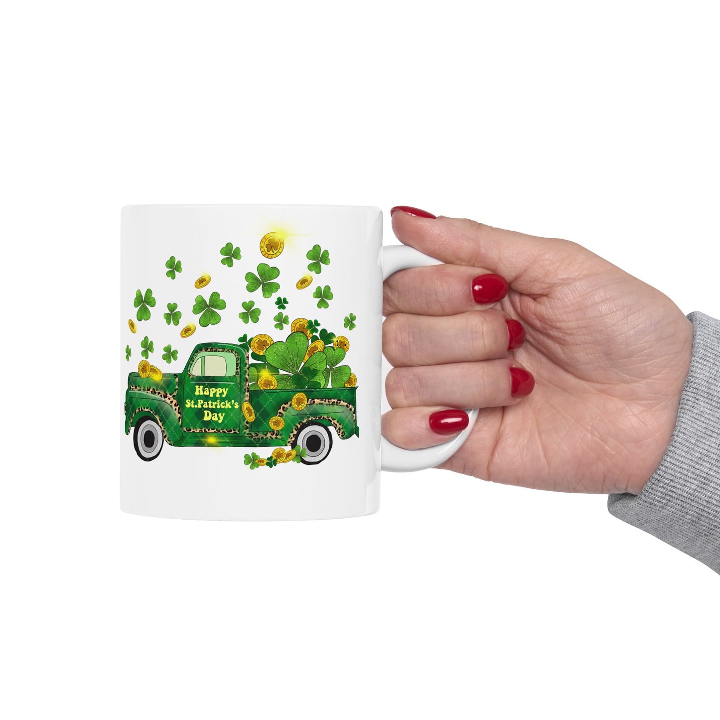 Pick Up Truck with Shamrocks | St. Patrick's Day Pot of Gold Coffee Mug | 11oz 15oz