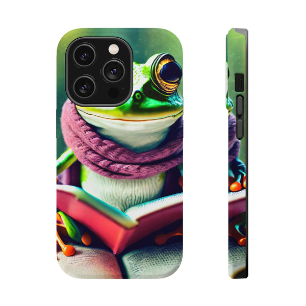 Frog Design Magnetic Tough Case, Studious Frog Magnetic Phone Case for iPhone 15, iPhone 14 Phone Case, iPhone 13 Phone Case