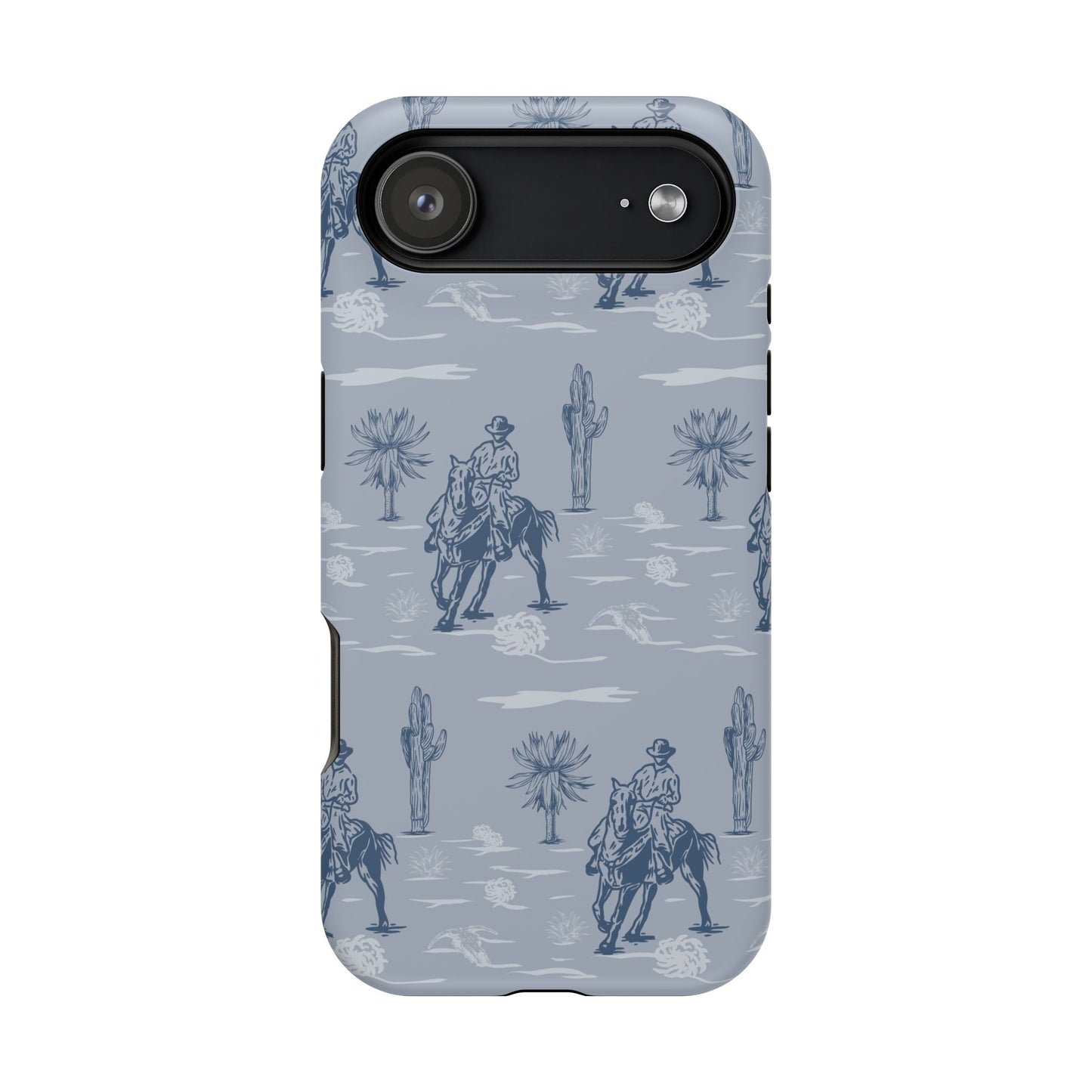 iPhone Case - Blue Cowboy and Cactus Western Themed MagSafe Tough Case