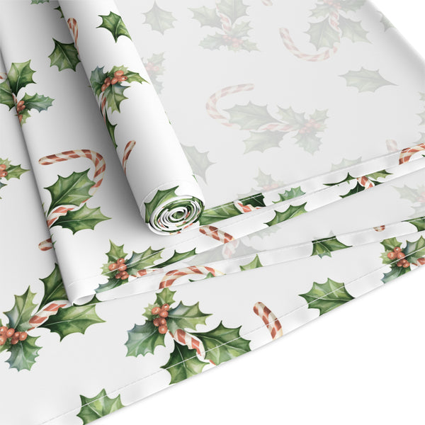Christmas Table Runner Featuring Holly & Candy Canes