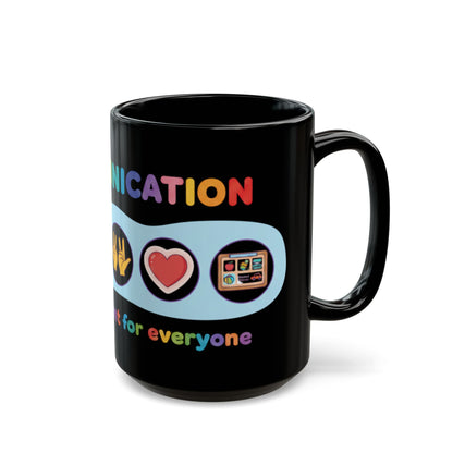 Neurodiversity Communication Mug - 11oz Black Ceramic - Inclusive AAC & ASL Art